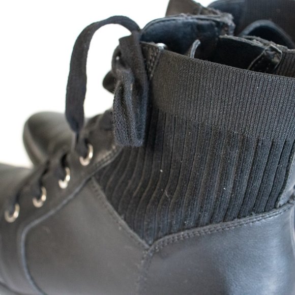 Dolce Vita Black Heeled Lace-Up Combat Boots - Picture 4 of 10